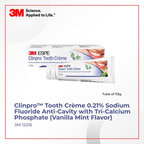3M™ Clinpro™ Tooth Creme 0.21% Sodium Fluoride Anti-Cavity Toothpaste, Vanilla Mint Flavour, 113g tube